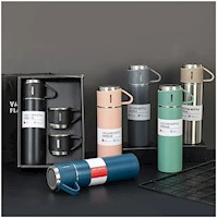 Termo de Acero Inoxidable Bebidas Frías y Calientes de 500 ml + 3 Tazas